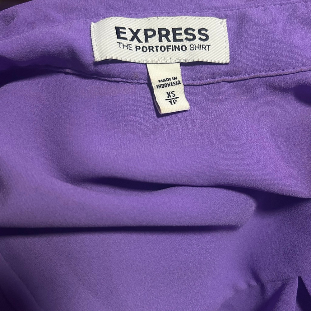 Women's Express Purple Portofino Button Down Shirt Petit XS - Picture 6 of 6